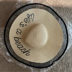 Life is a beach Message Mesh Brim Straw Sun Hat